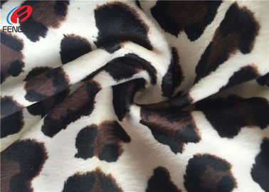 Leopard Print Plush Velboa Polyester Velvet Fabric Upholstery Brushed On One Side