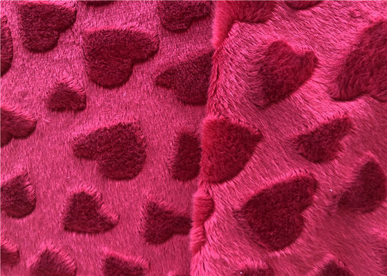 Heart Pattern Knit DTY Brush Minky Plush Fabric 100 Polyester